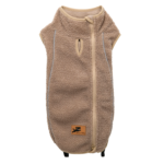 Beige Sherpa Fleece Dog Vest - Cozy Warmth, Reflective Trim & Zip-Up for Fall/Winter