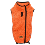 Orange Heathered Fleece Dog Vest - Cozy Warmth, Reflective & Zip-Up for Fall/Winter