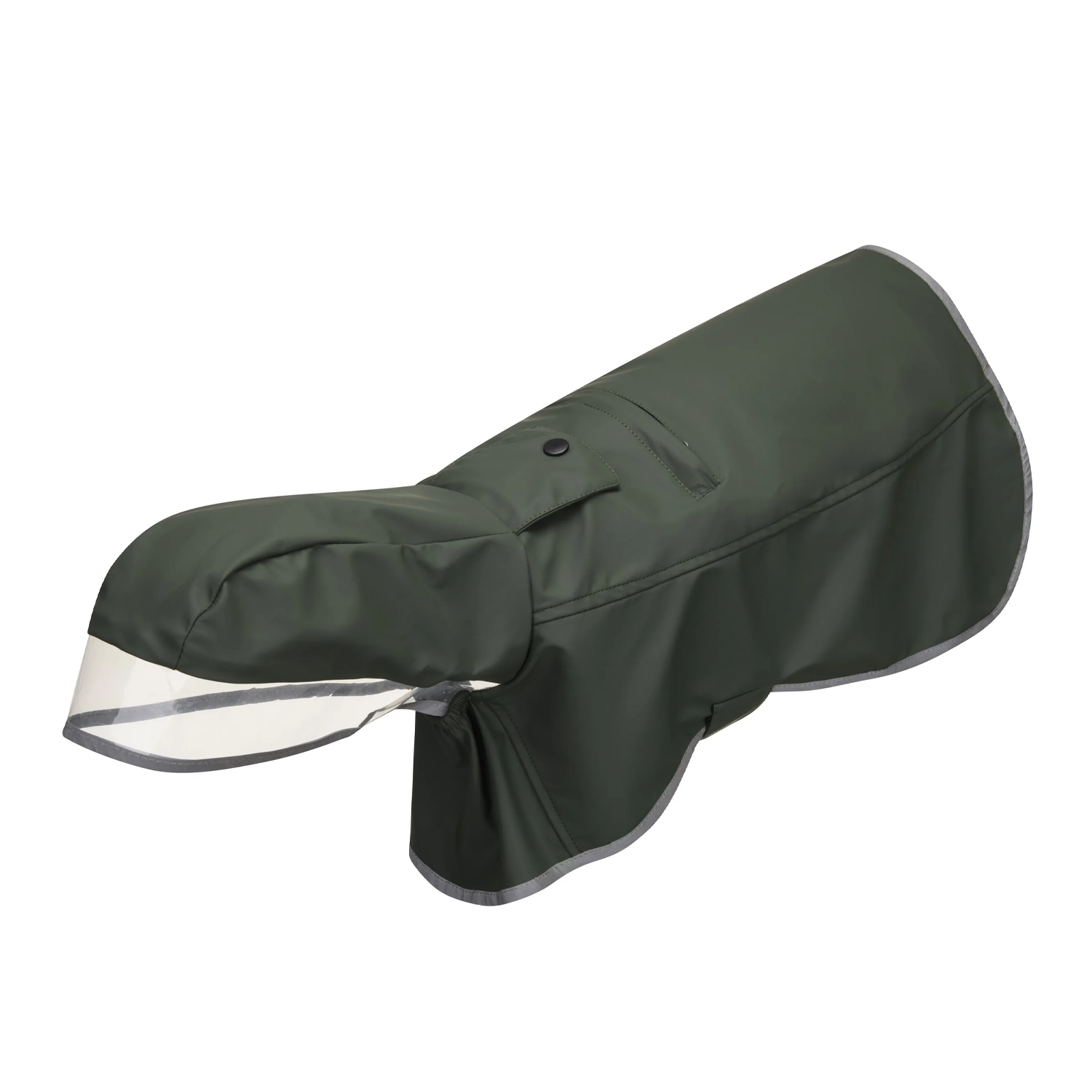 深绿3.1 Army Green Full-Cover Dog Raincoat - Waterproof, Reflective with Clear Face Shield & Leash Hole - Image 1