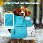Sky Blue Hooded Dog Raincoat - Waterproof, Reflective & Adventure-Ready with Treat Pocket - Image 6
