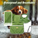 Green Hooded Dog Raincoat  Waterproof, Reflective & Adjustable with Snack Pocket - Image 6