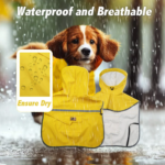 Sunny Yellow Hooded Dog Raincoat - Waterproof, Reflective & Adjustable with Treat Pocket - Image 4